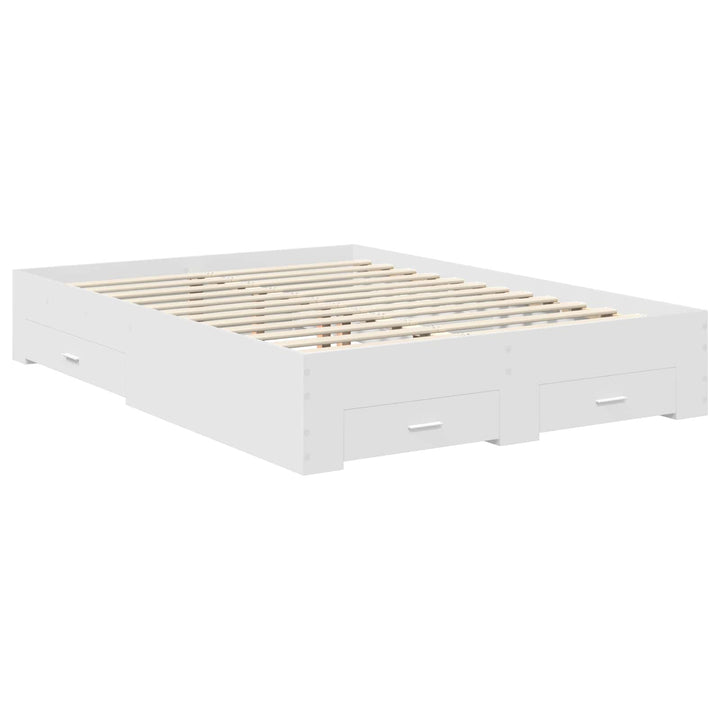 Sengestel med hovedgærde Hvid 140 x 200 cm Konstrueret træ
