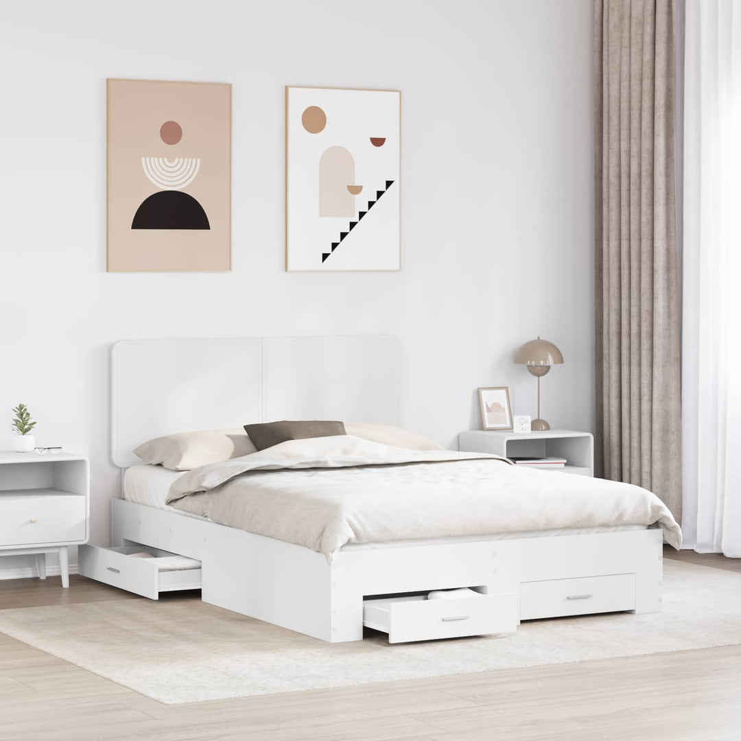 Sengestel med hovedgærde Hvid 140 x 190 cm Konstrueret træ