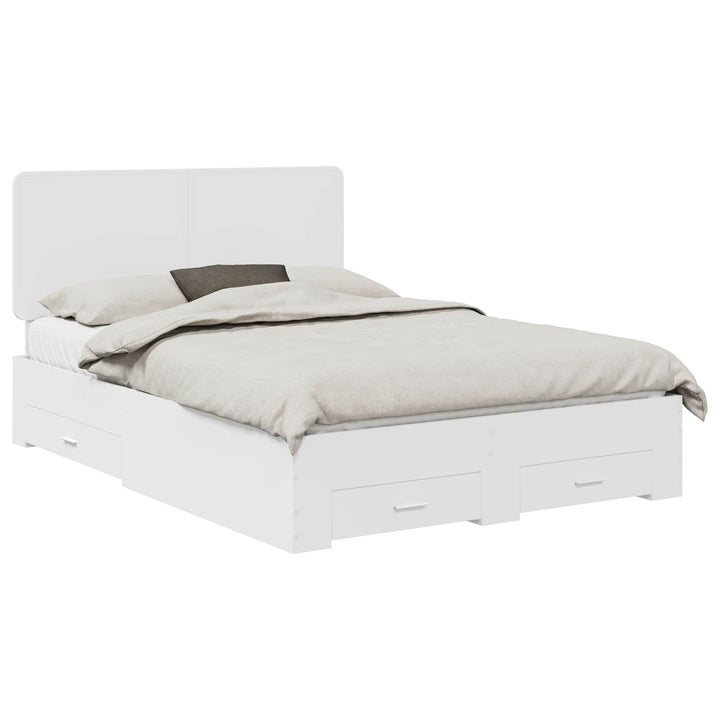 Sengestel med hovedgærde Hvid 140 x 190 cm Konstrueret træ