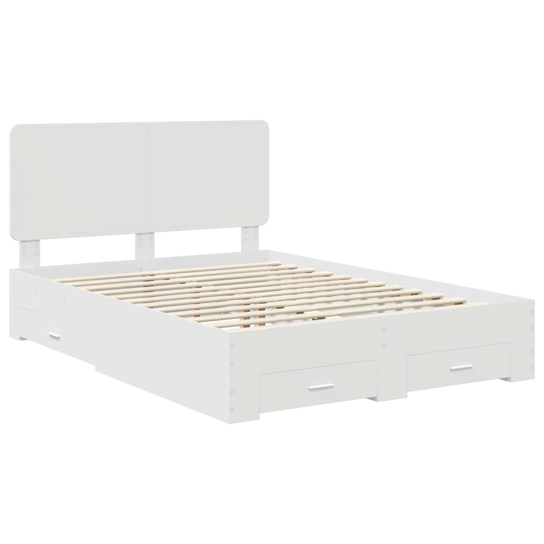 Sengestel med hovedgærde Hvid 140 x 190 cm Konstrueret træ