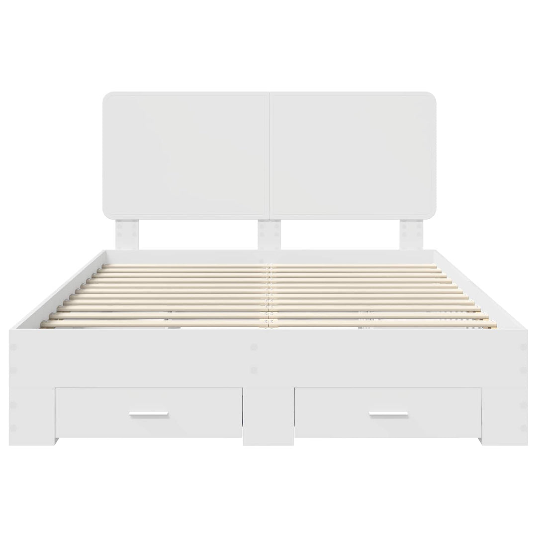Sengestel med hovedgærde Hvid 140 x 190 cm Konstrueret træ