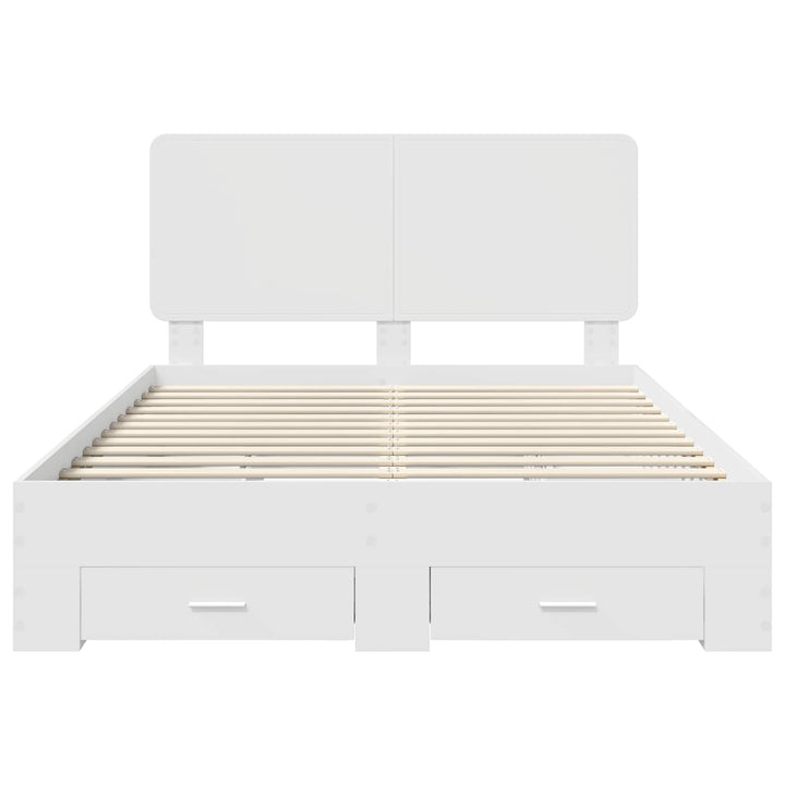 Sengestel med hovedgærde Hvid 140 x 190 cm Konstrueret træ