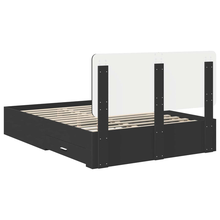 Sengestel med hovedgærde Sort 140 x 190 cm Konstrueret træ
