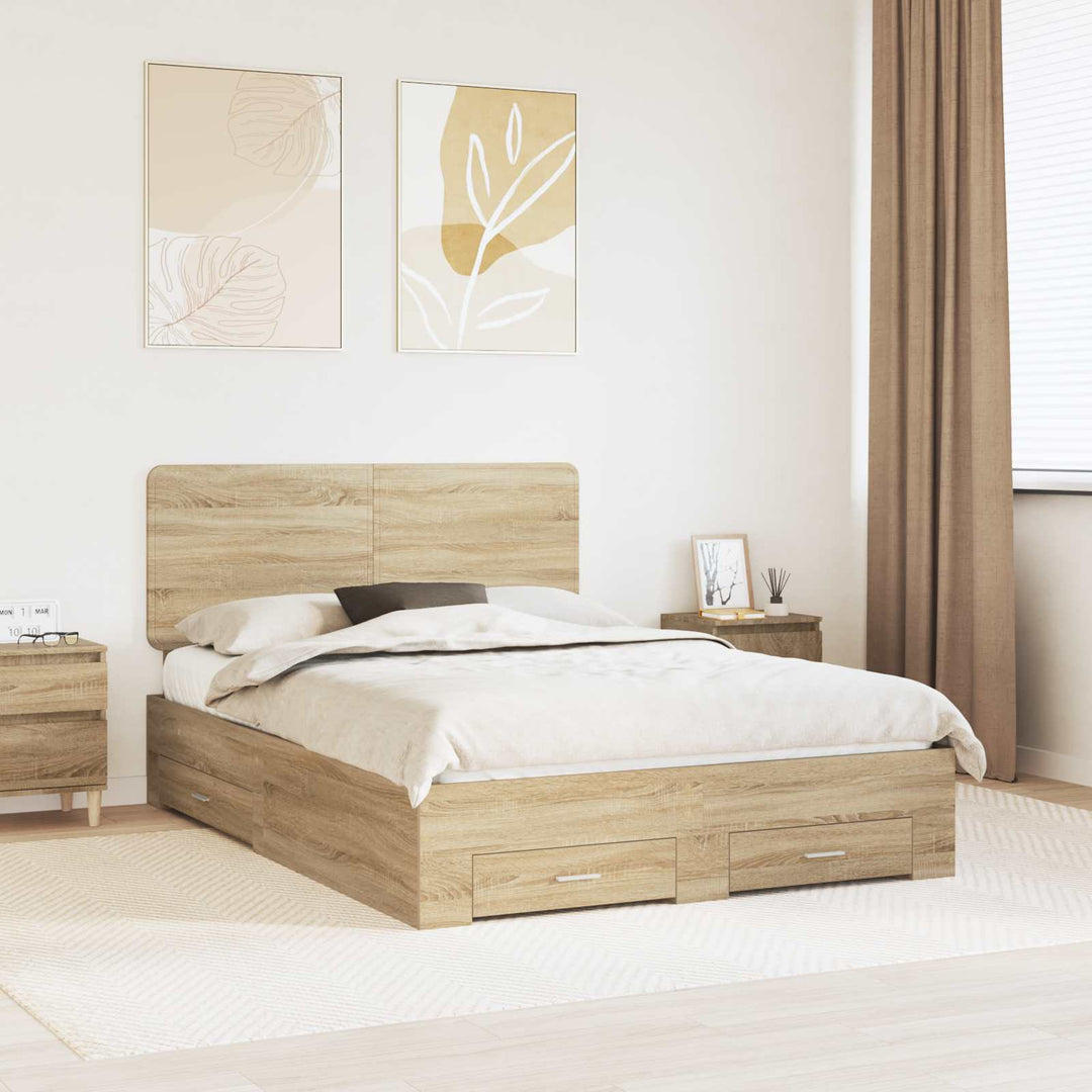 Sengestel med hovedgærde Sonoma eg 140 x 190 cm Konstrueret træ