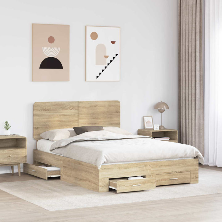 Sengestel med hovedgærde Sonoma eg 140 x 190 cm Konstrueret træ