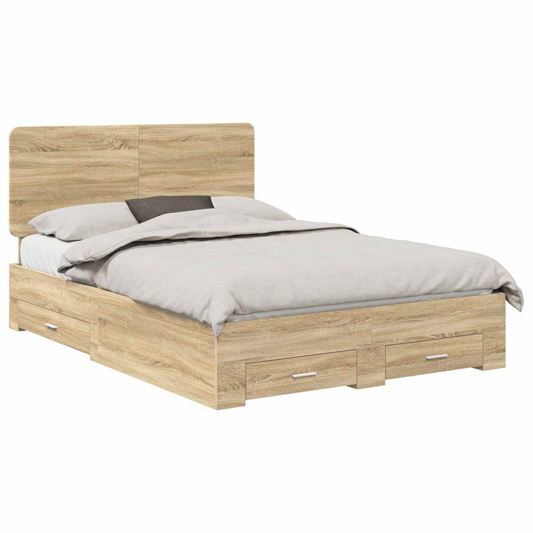 Sengestel med hovedgærde Sonoma eg 140 x 190 cm Konstrueret træ