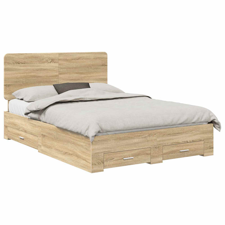 Sengestel med hovedgærde Sonoma eg 140 x 190 cm Konstrueret træ