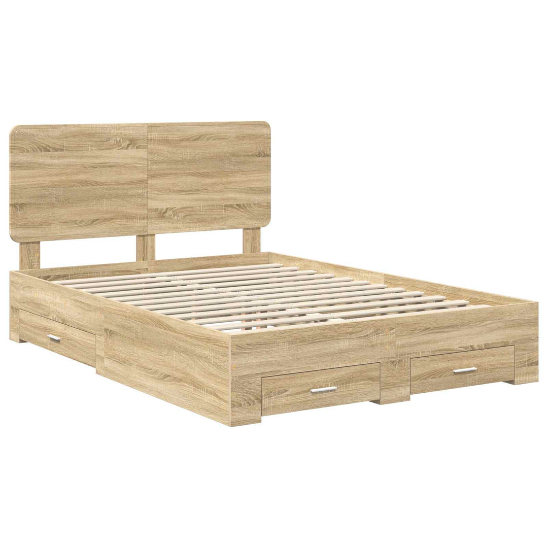 Sengestel med hovedgærde Sonoma eg 140 x 190 cm Konstrueret træ