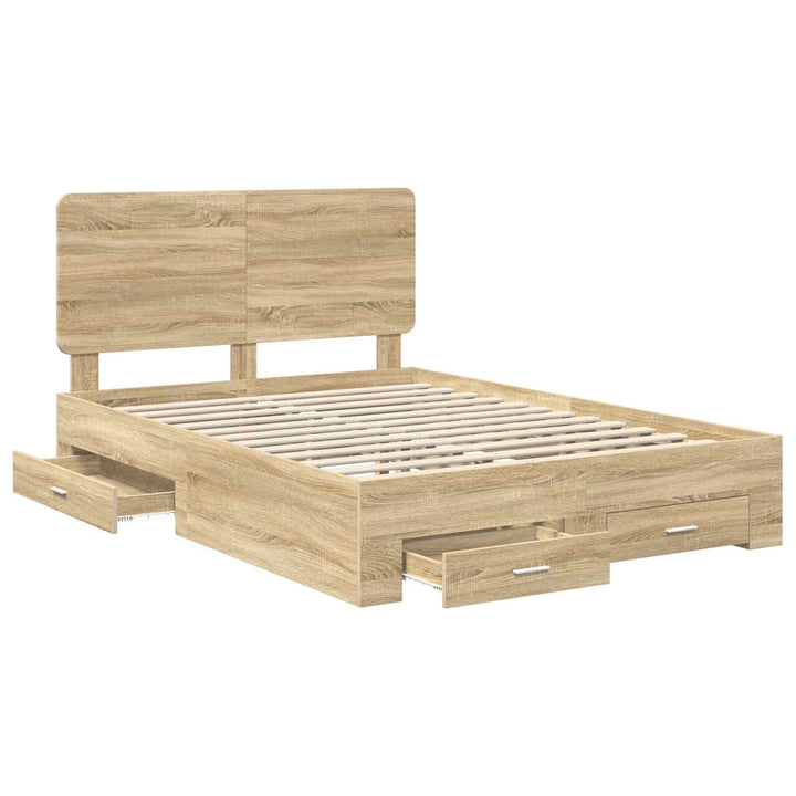 Sengestel med hovedgærde Sonoma eg 140 x 190 cm Konstrueret træ