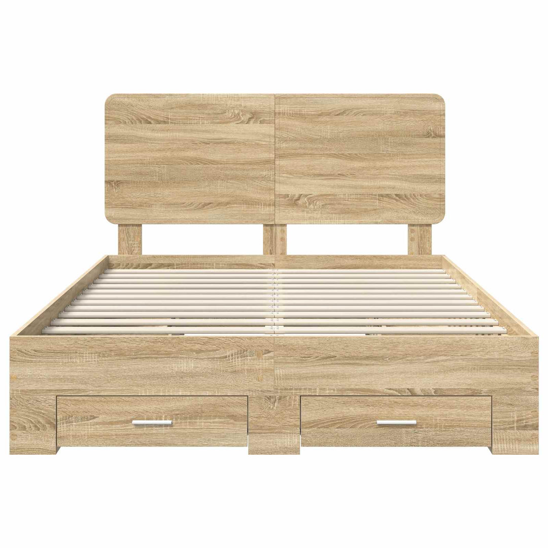 Sengestel med hovedgærde Sonoma eg 140 x 190 cm Konstrueret træ