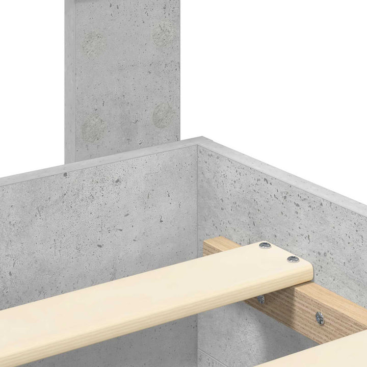 Sengestel med hovedgærde Beton Grå 140 x 190 cm Konstrueret træ