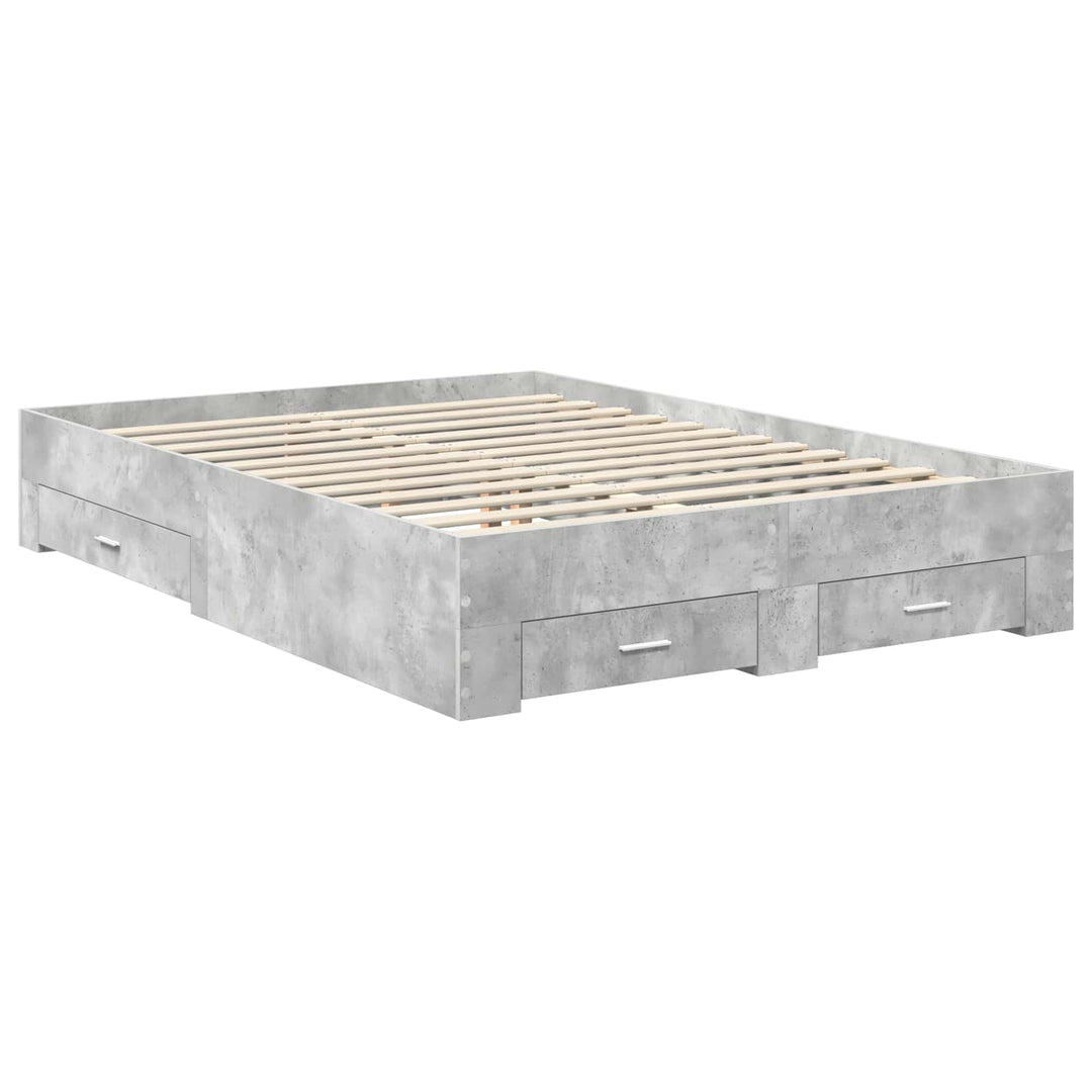Sengestel med hovedgærde Beton Grå 140 x 190 cm Konstrueret træ