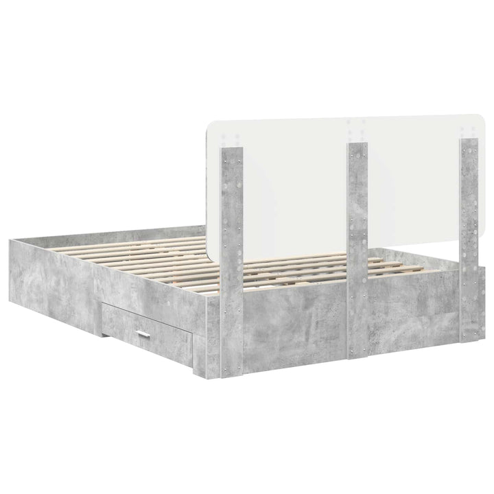 Sengestel med hovedgærde Beton Grå 140 x 190 cm Konstrueret træ