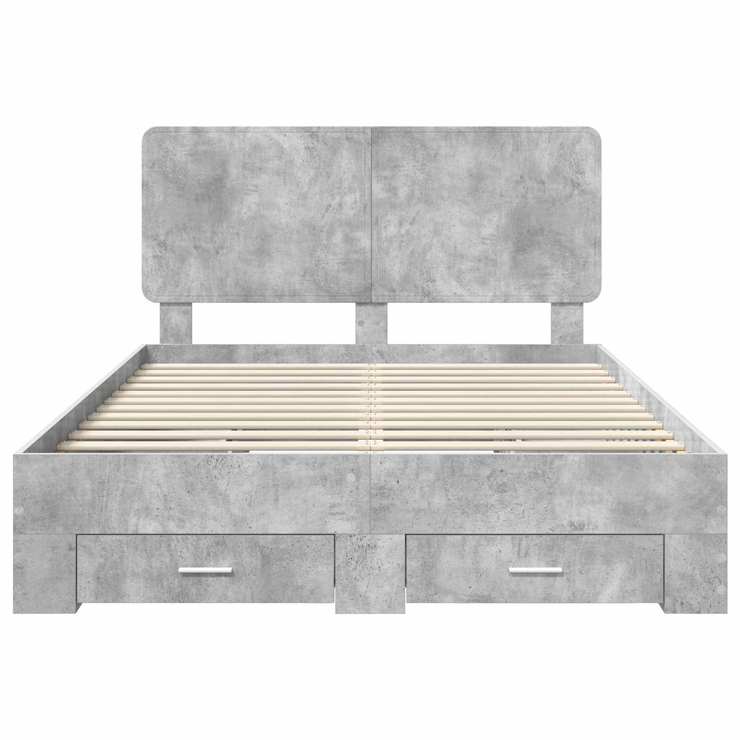 Sengestel med hovedgærde Beton Grå 140 x 190 cm Konstrueret træ