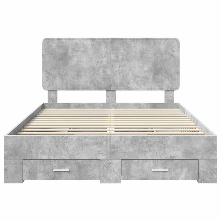 Sengestel med hovedgærde Beton Grå 140 x 190 cm Konstrueret træ