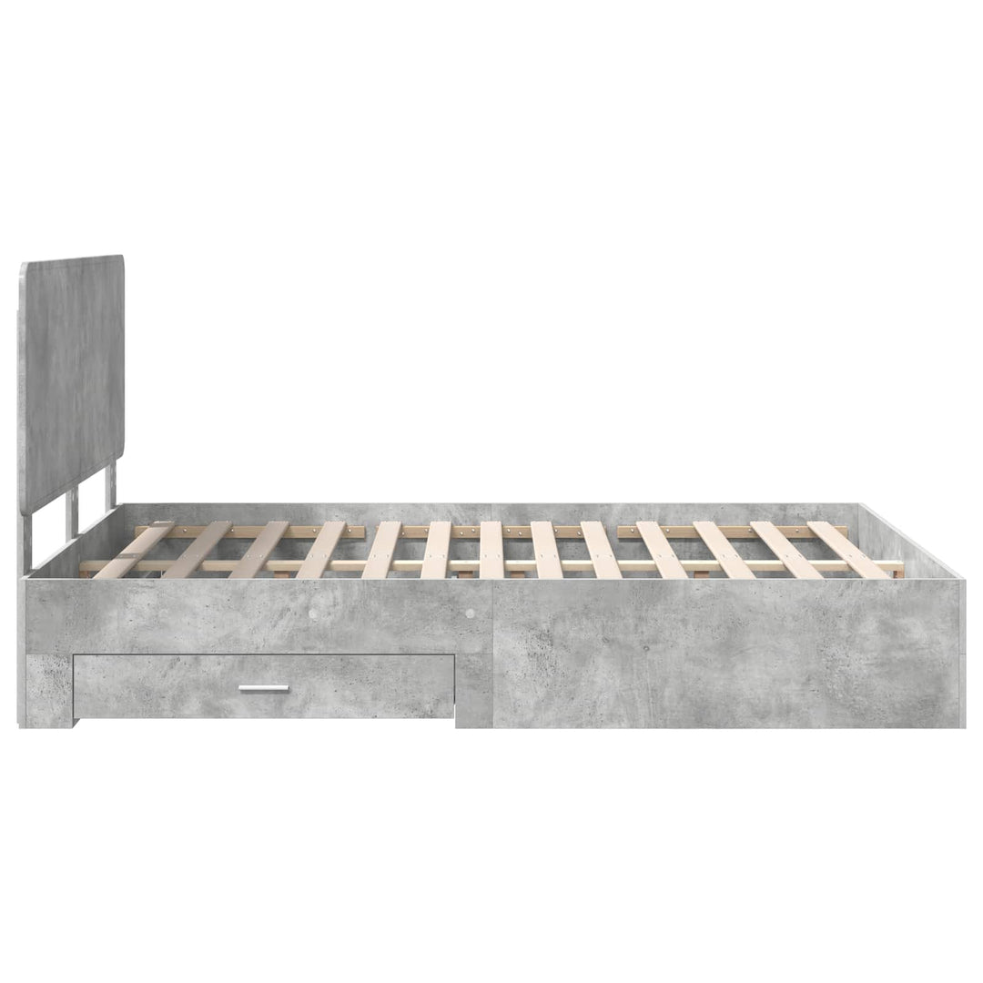 Sengestel med hovedgærde Beton Grå 140 x 190 cm Konstrueret træ