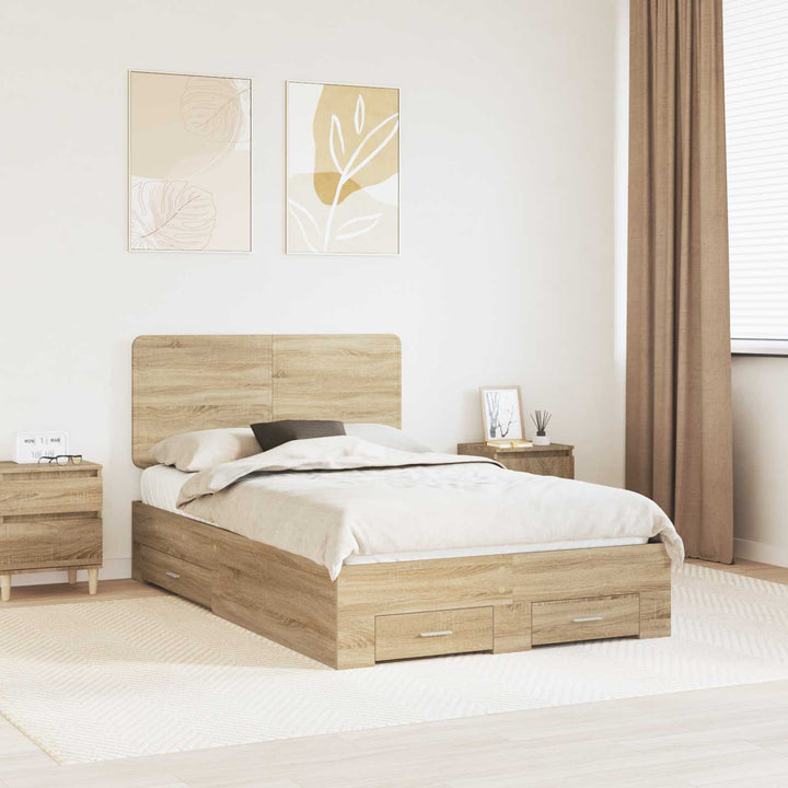Sengestel med hovedgærde Sonoma eg 135 x 190 cm Konstrueret træ