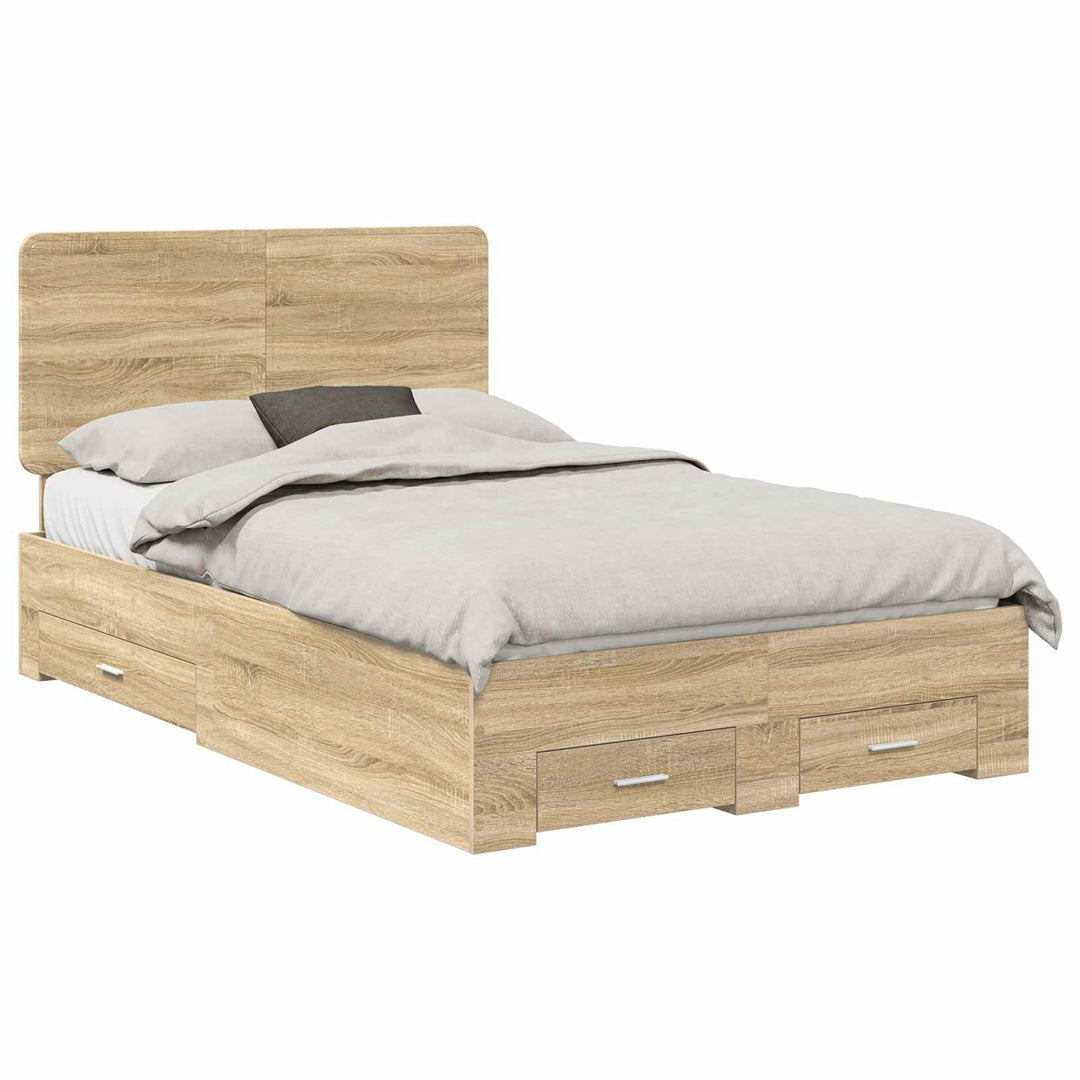 Sengestel med hovedgærde Sonoma eg 135 x 190 cm Konstrueret træ