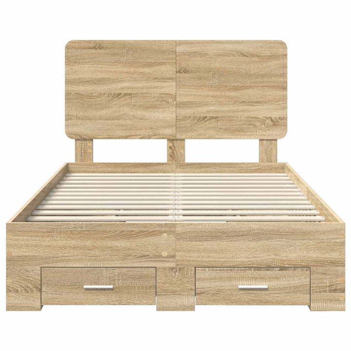 Sengestel med hovedgærde Sonoma eg 135 x 190 cm Konstrueret træ