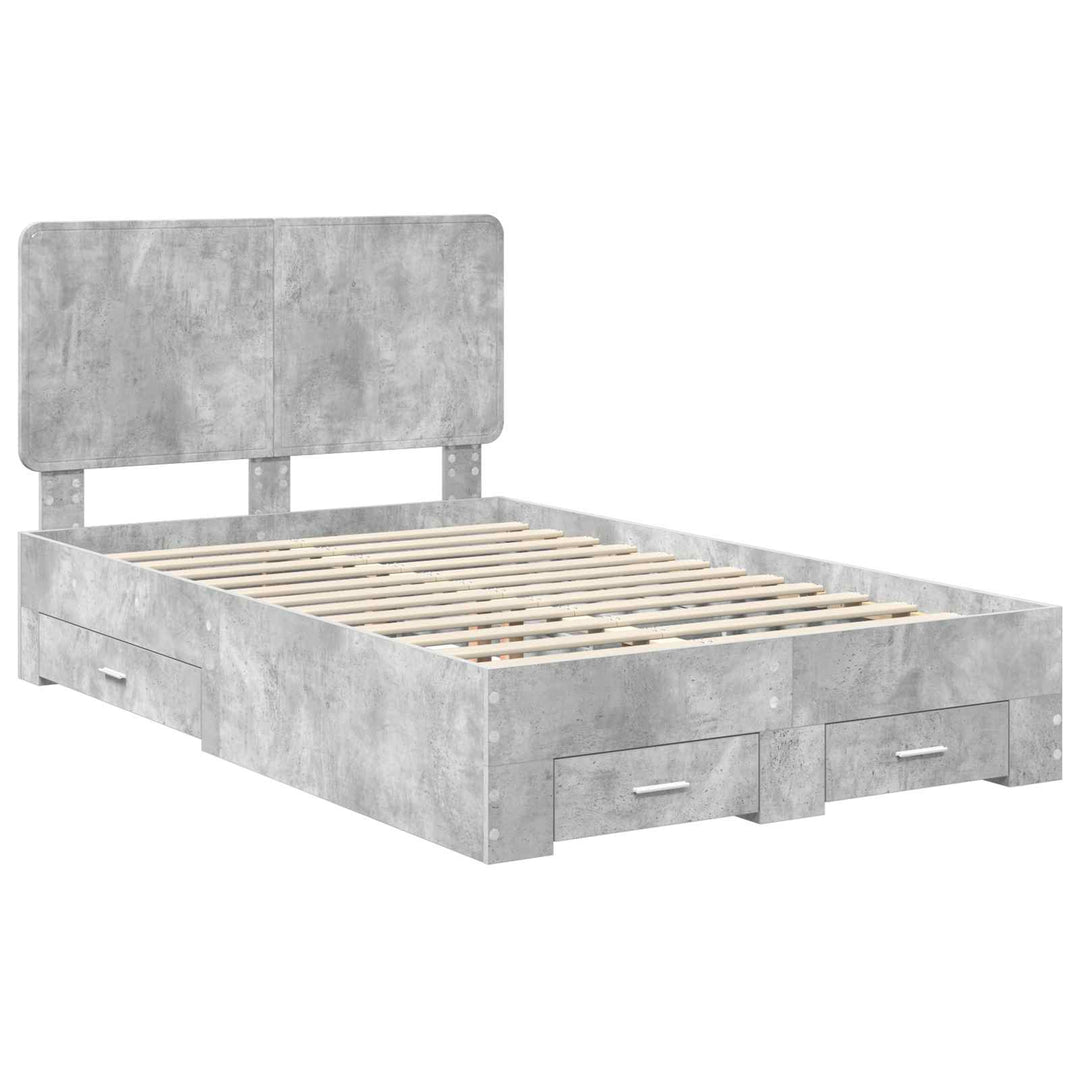 Sengestel med hovedgærde Beton Grå 135 x 190 cm Konstrueret træ