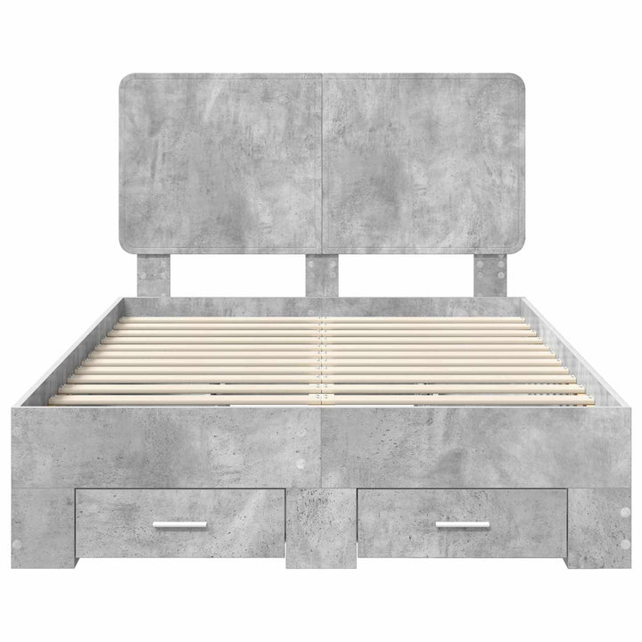 Sengestel med hovedgærde Beton Grå 135 x 190 cm Konstrueret træ