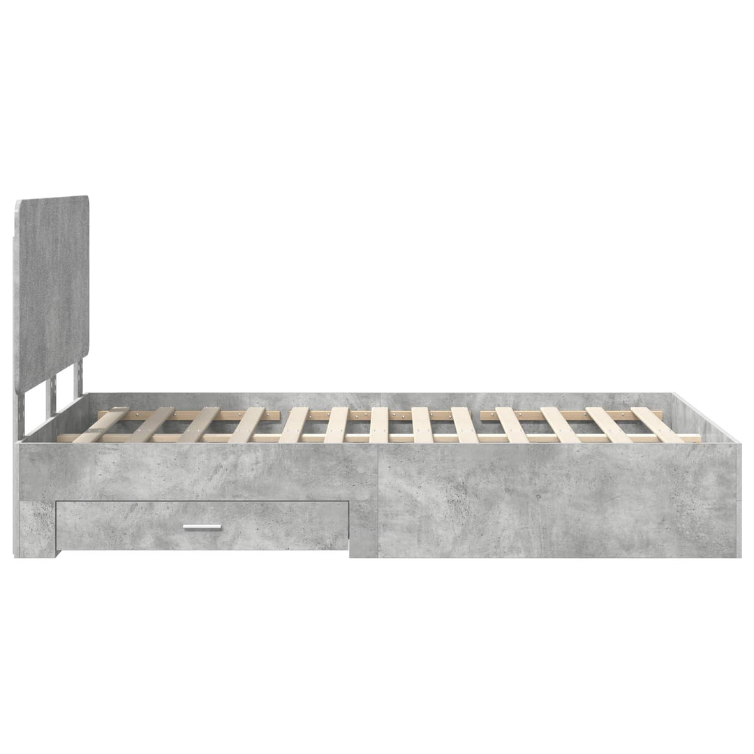 Sengestel med hovedgærde Beton Grå 135 x 190 cm Konstrueret træ