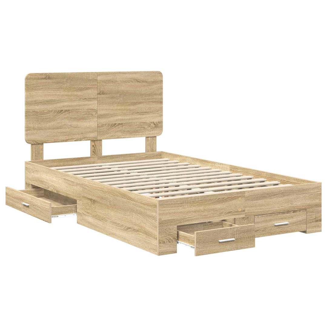 Sengestel med hovedgærde Sonoma eg 120 x 200 cm Konstrueret træ