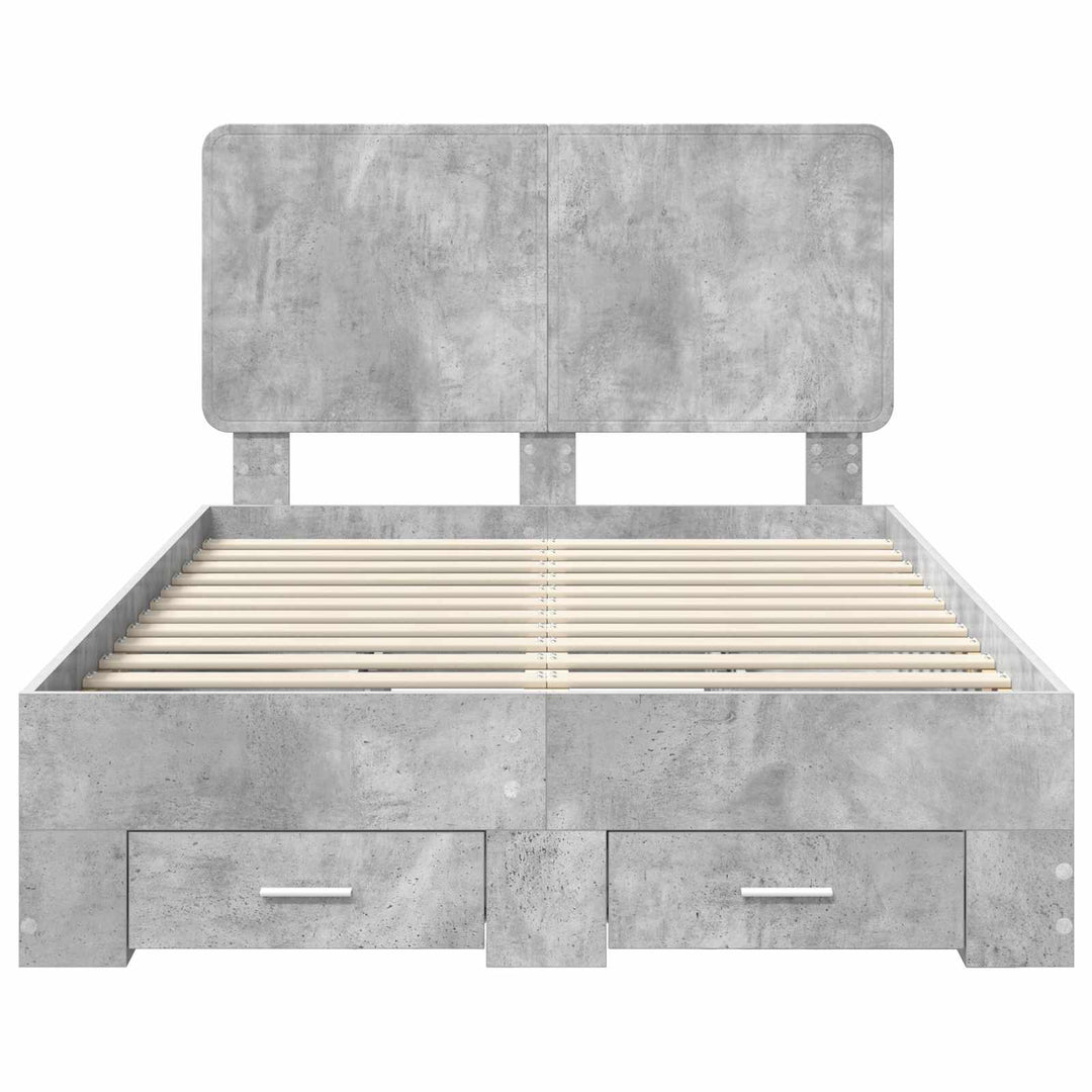 Sengestel med hovedgærde Beton Grå 120 x 190 cm Konstrueret træ