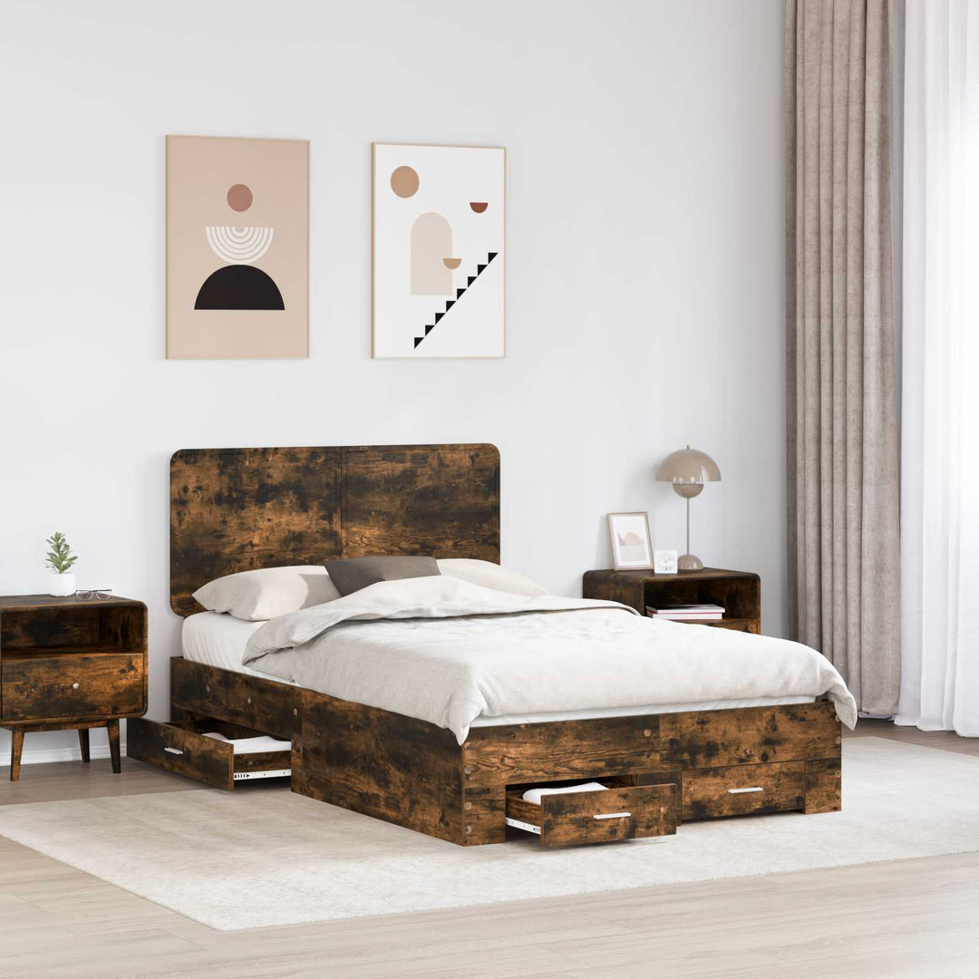 Sengestel med hovedgærde Røget eg 120 x 190 cm Konstrueret træ