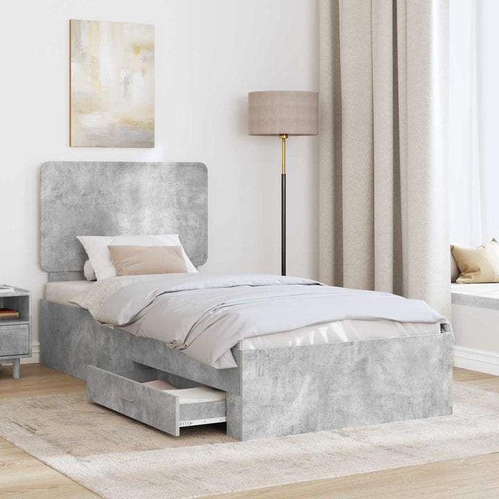 Sengestel med hovedgærde Beton Grå 90 x 190 cm Konstrueret træ