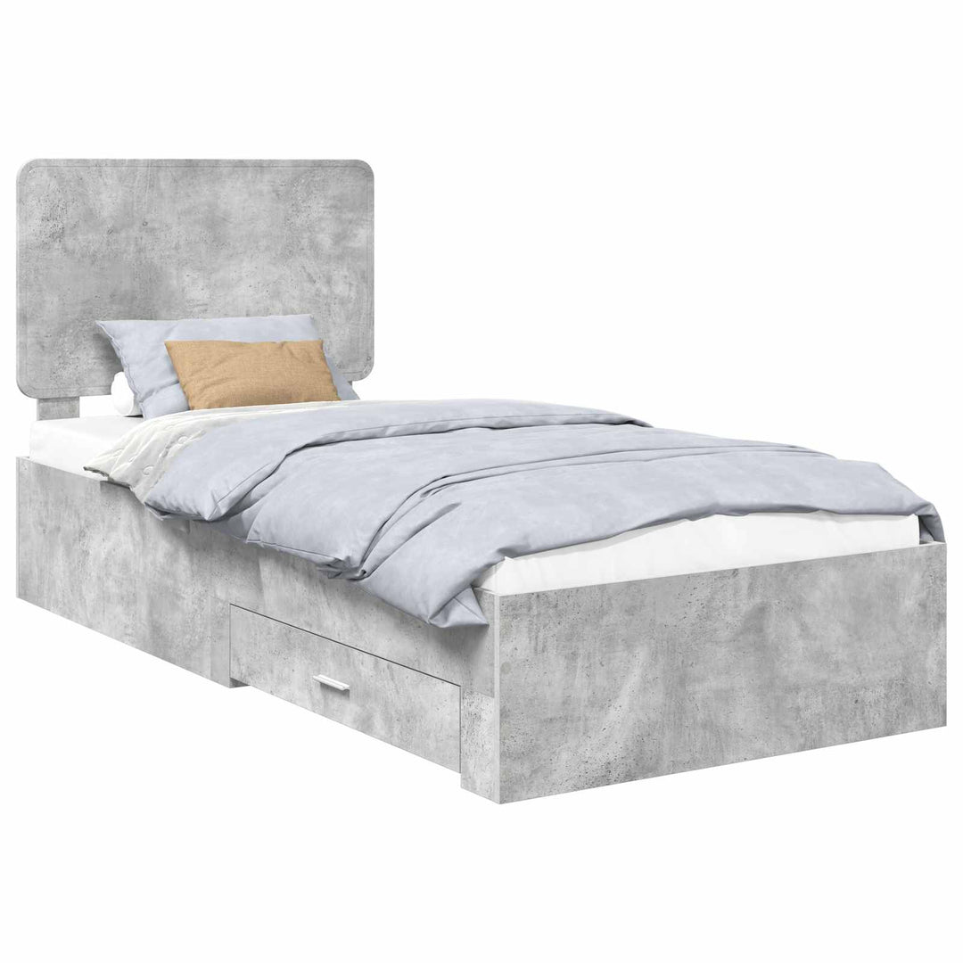 Sengestel med hovedgærde Beton Grå 90 x 190 cm Konstrueret træ