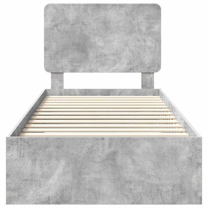 Sengestel med hovedgærde Beton Grå 90 x 190 cm Konstrueret træ