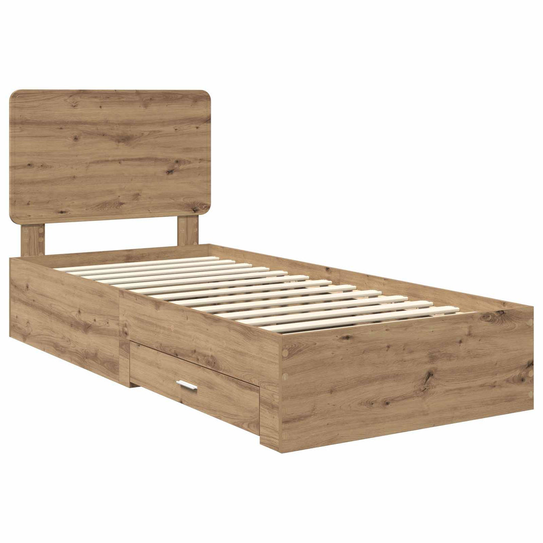 Sengestel med skuffe Artisan Egetræ 90 x 190 cm Konstrueret træ