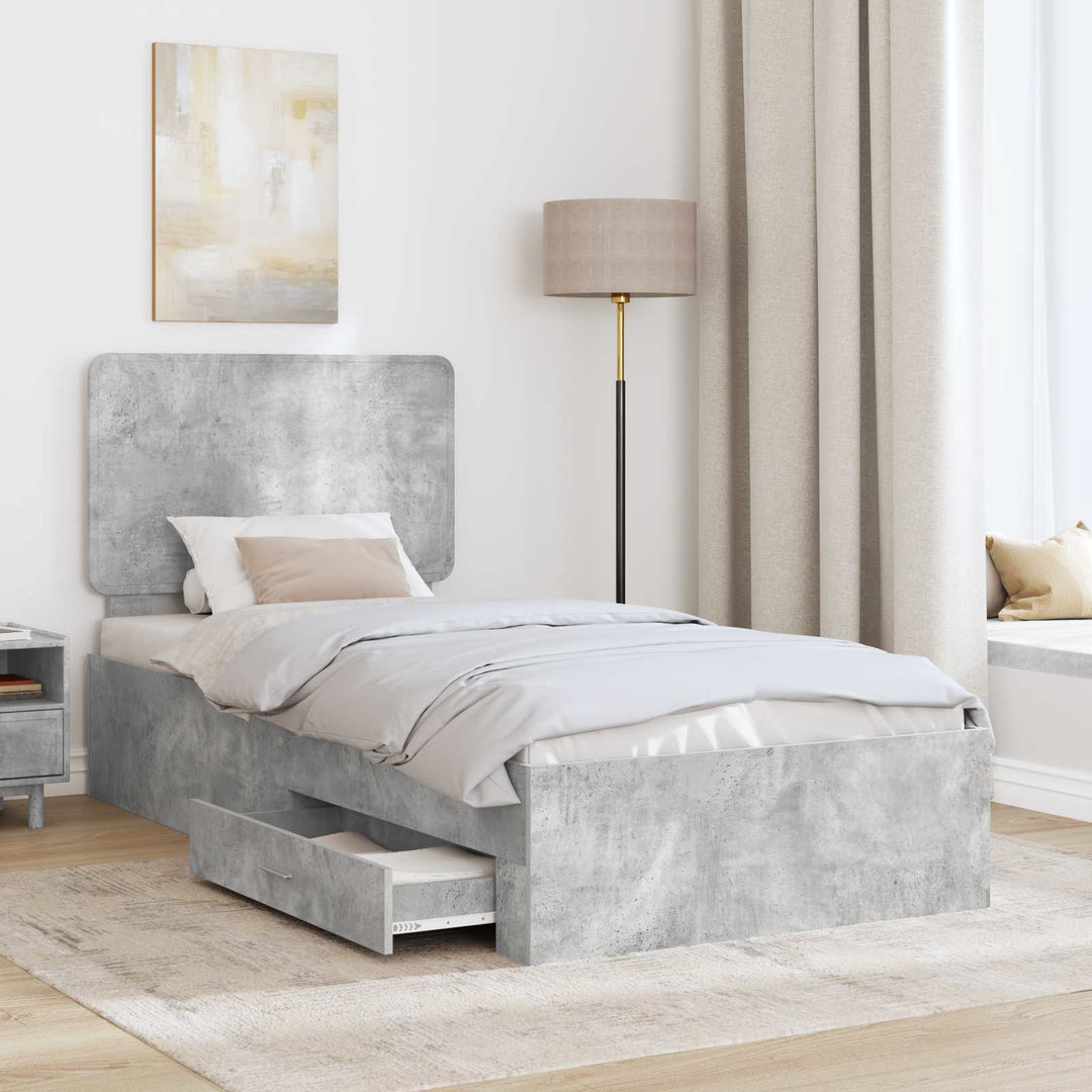 Sengestel med hovedgærde Beton Grå 70 x 190 cm Konstrueret træ