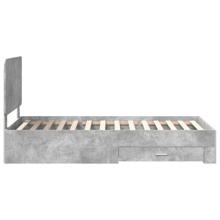 Sengestel med hovedgærde Beton Grå 70 x 190 cm Konstrueret træ