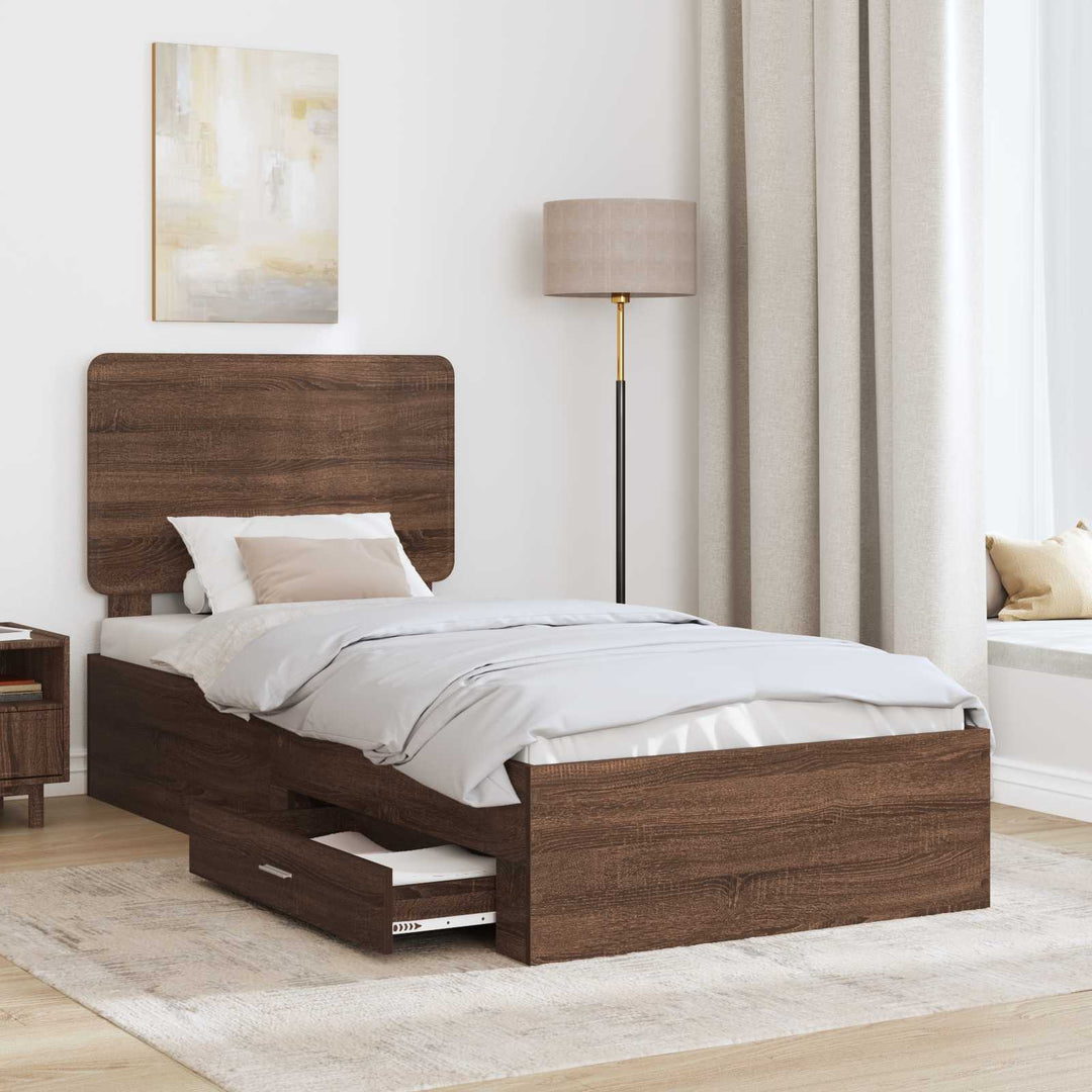 Sengestel med hovedgærde Brun eg 75 x 190 cm Konstrueret træ