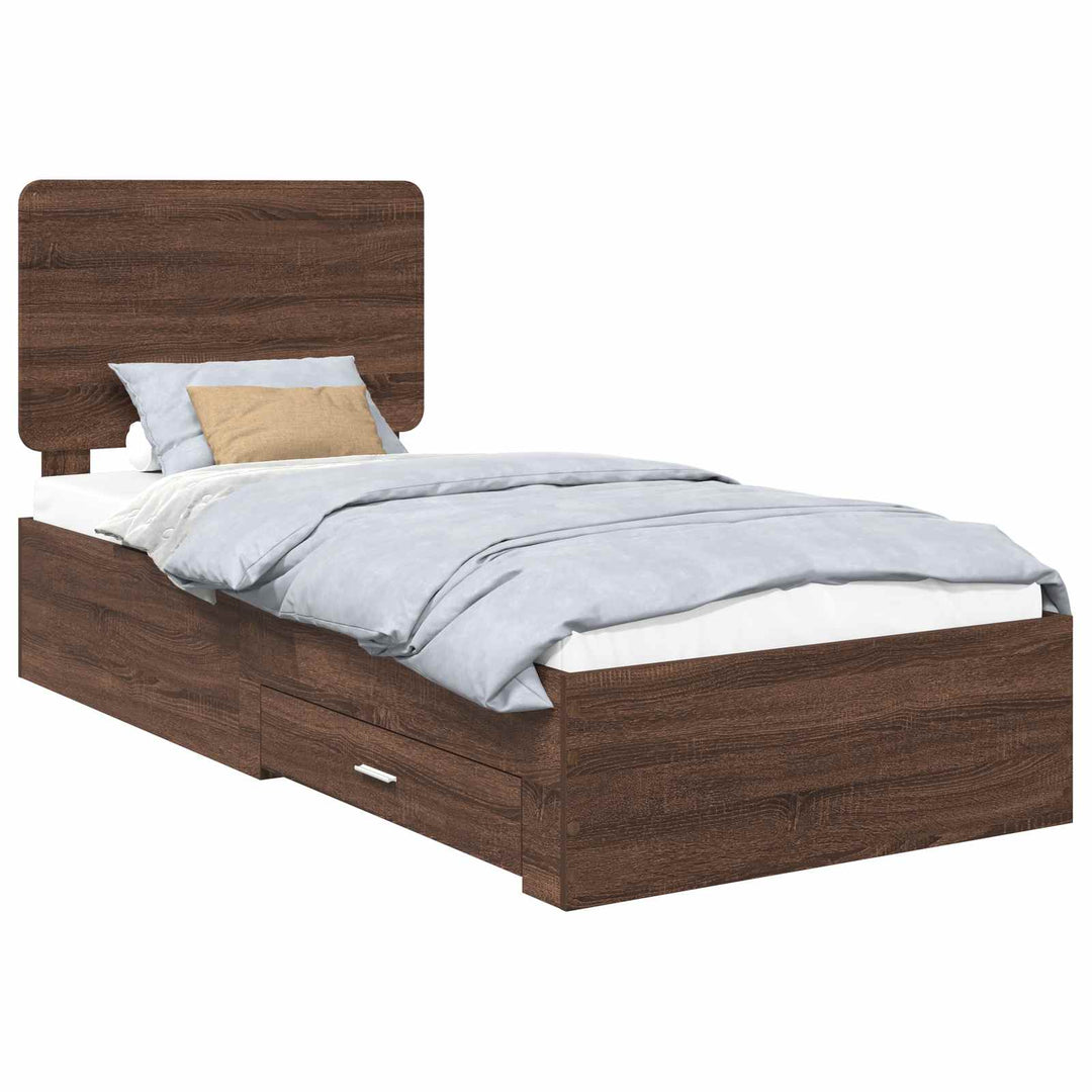 Sengestel med hovedgærde Brun eg 75 x 190 cm Konstrueret træ