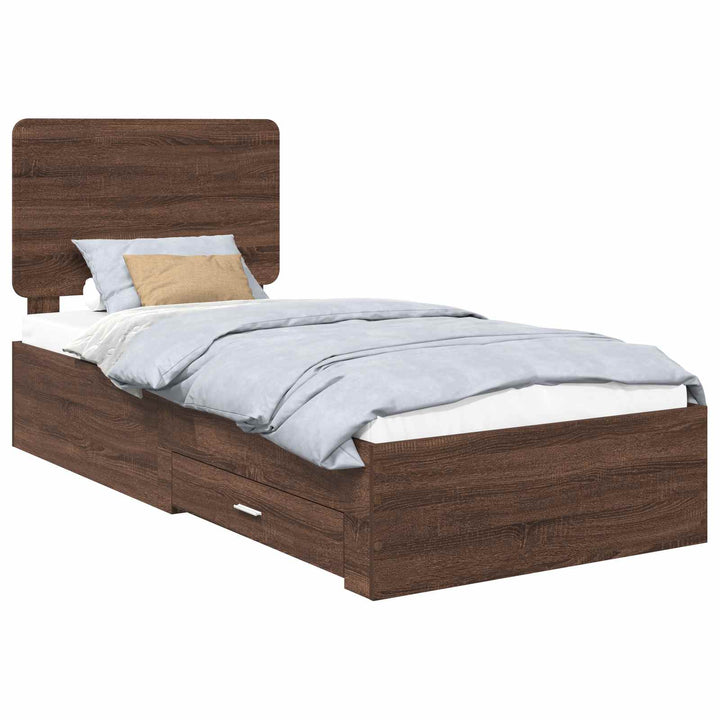 Sengestel med hovedgærde Brun eg 75 x 190 cm Konstrueret træ