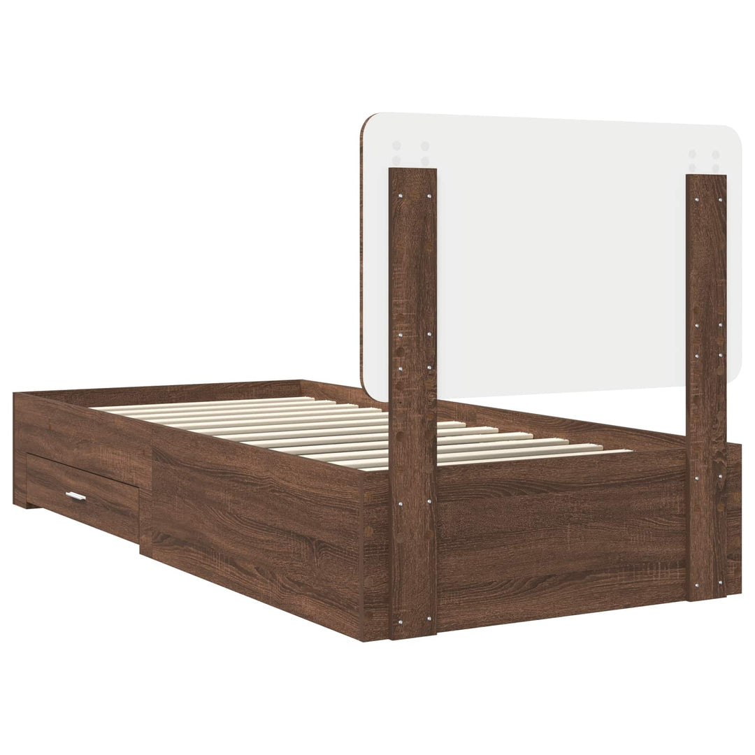 Sengestel med hovedgærde Brun eg 75 x 190 cm Konstrueret træ