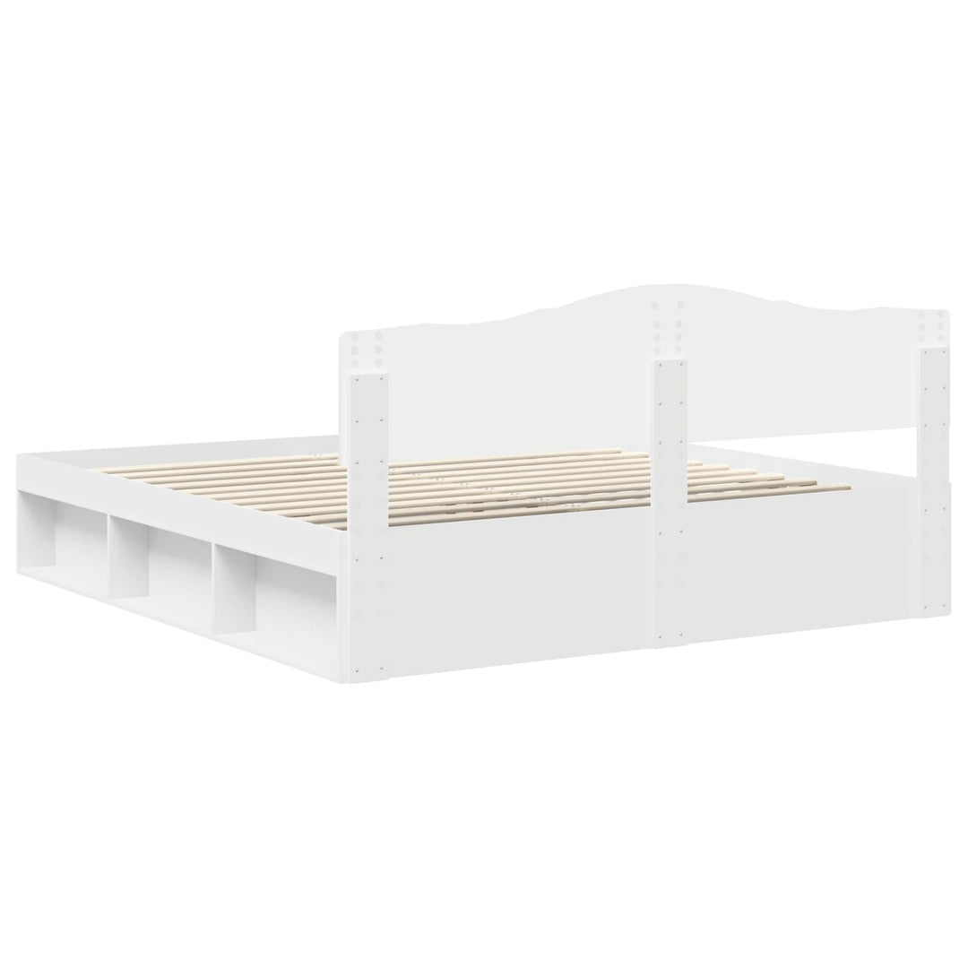Sengestel med hovedgærde Hvid 200 x 200 cm Massiv fyrretræ