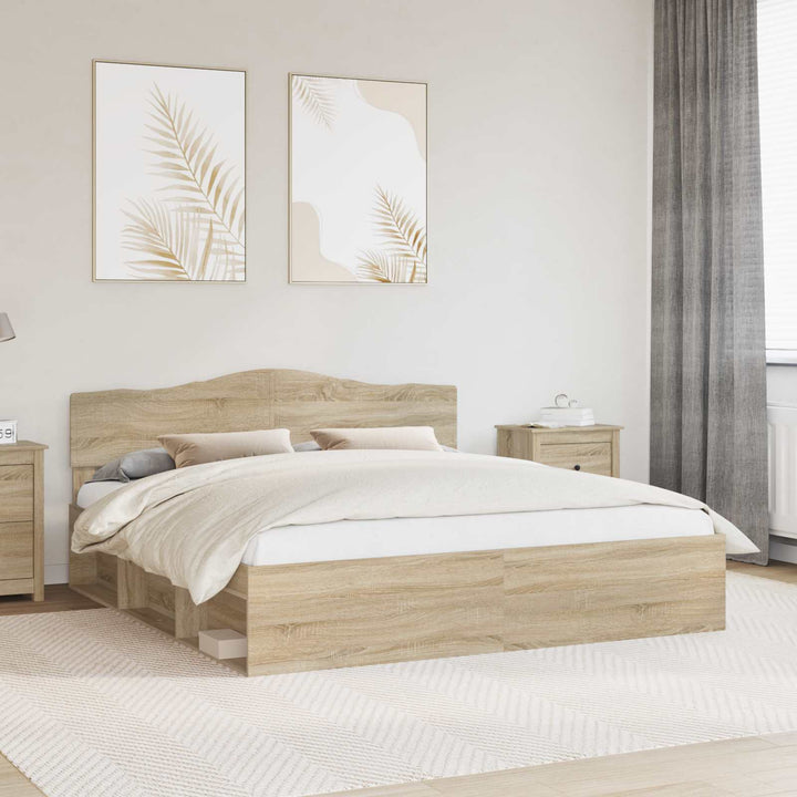 Sengestel med hovedgærde Sonoma 200 x 200 cm Massiv fyrretræ