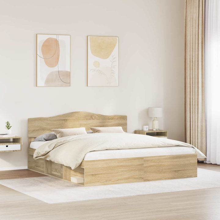 Sengestel med hovedgærde Sonoma 200 x 200 cm Massiv fyrretræ