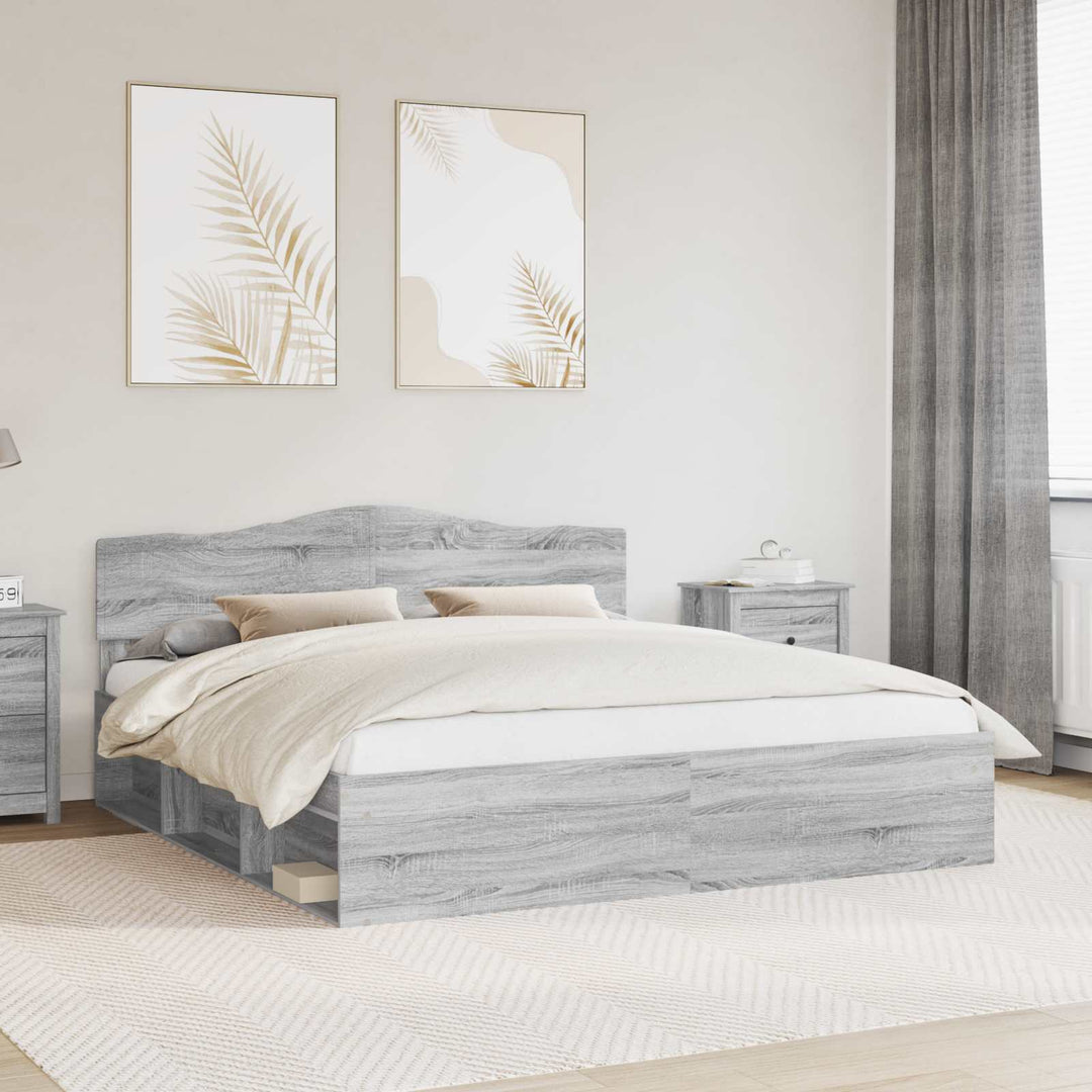 Sengestel Grå Sonoma 200 x 200 cm Massiv fyrretræ