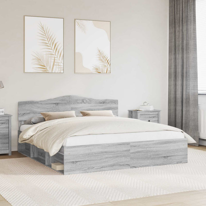 Sengestel Grå Sonoma 200 x 200 cm Massiv fyrretræ
