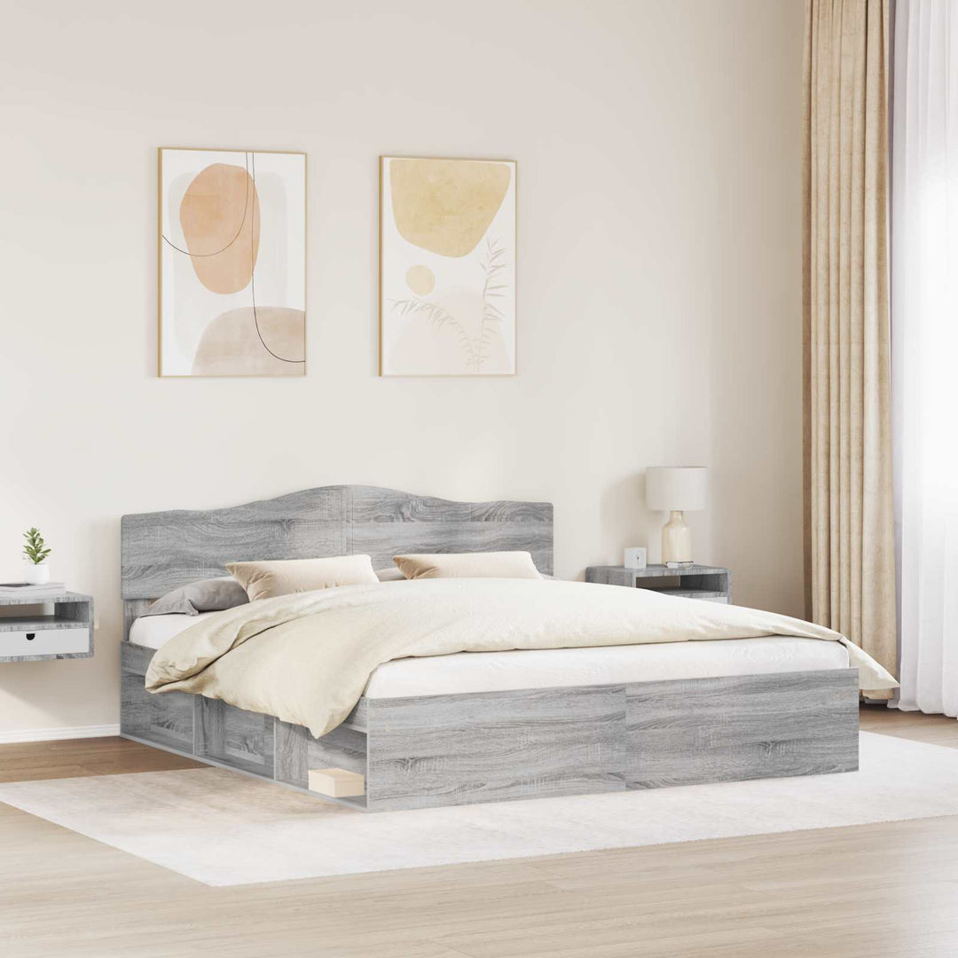 Sengestel Grå Sonoma 200 x 200 cm Massiv fyrretræ