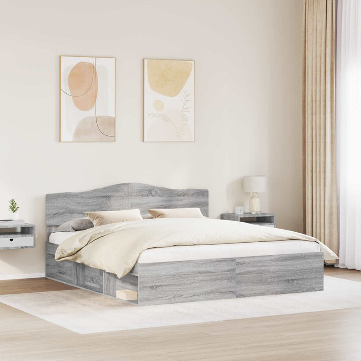 Sengestel Grå Sonoma 200 x 200 cm Massiv fyrretræ
