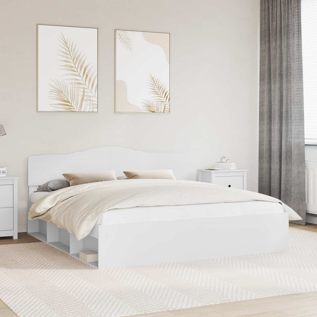 Sengestel med hovedgærde Hvid 180 x 200 cm Massiv fyrretræ
