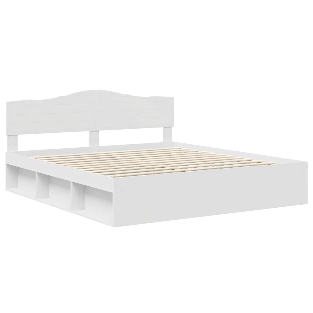Sengestel med hovedgærde Hvid 180 x 200 cm Massiv fyrretræ