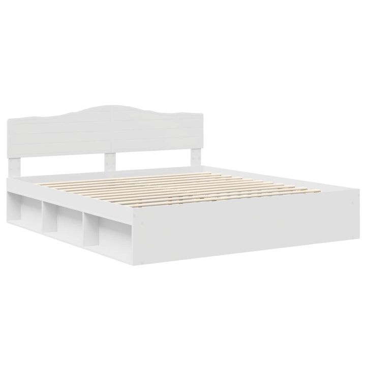 Sengestel med hovedgærde Hvid 180 x 200 cm Massiv fyrretræ
