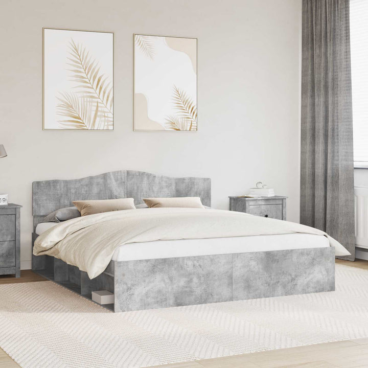Sengestel med hovedgærde Beton 180 x 200 cm Massiv fyrretræ